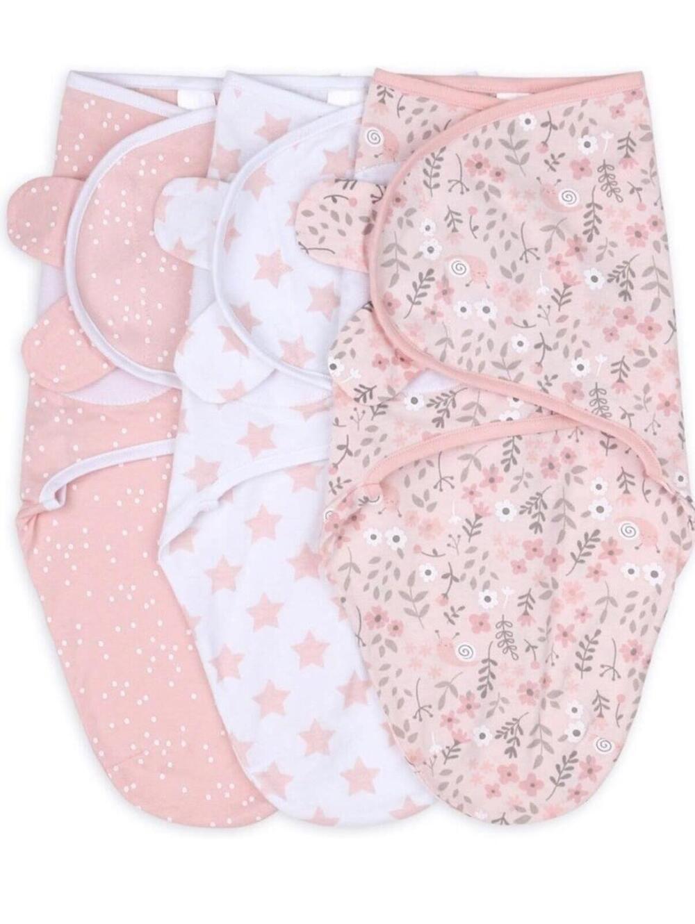 The Peanutshell Baby Swaddle Blankets Set of 3 Baby Girl 3-6 Month Sleep Sack